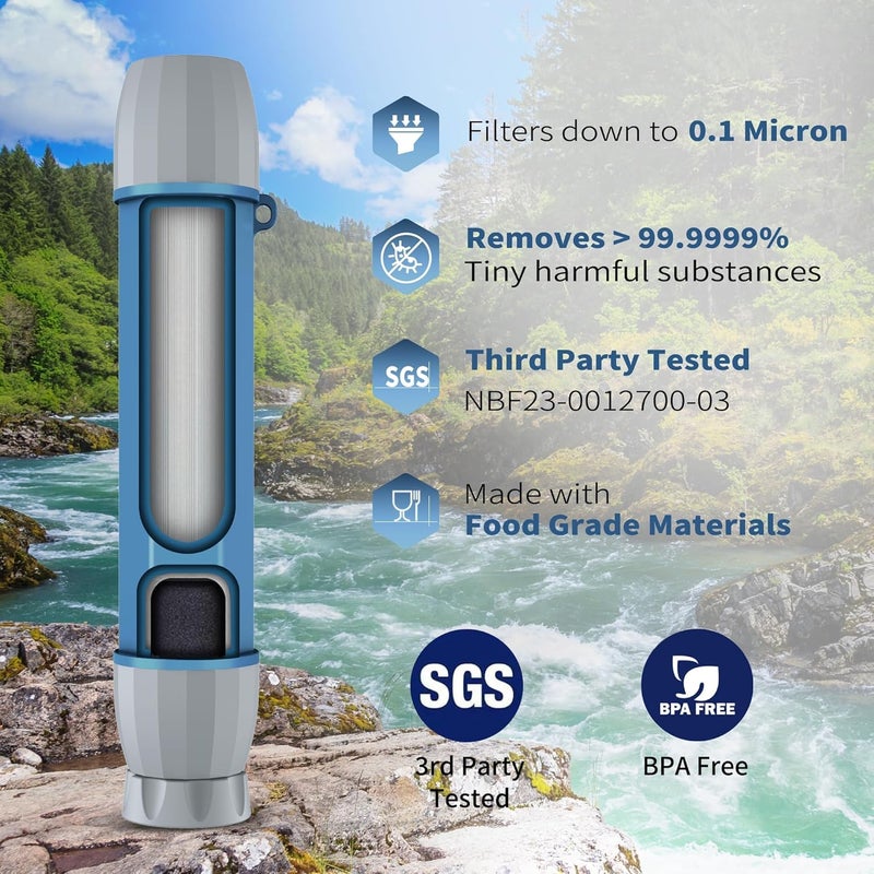 Yuclet 5 Pack Personal Water Filter Straw for Drinking Survival, 0.1-Micron Portable Water Purifier Straw Filters for Camping, Hiking, Travel, Backpacking & Emergency Preparedness - Image 2